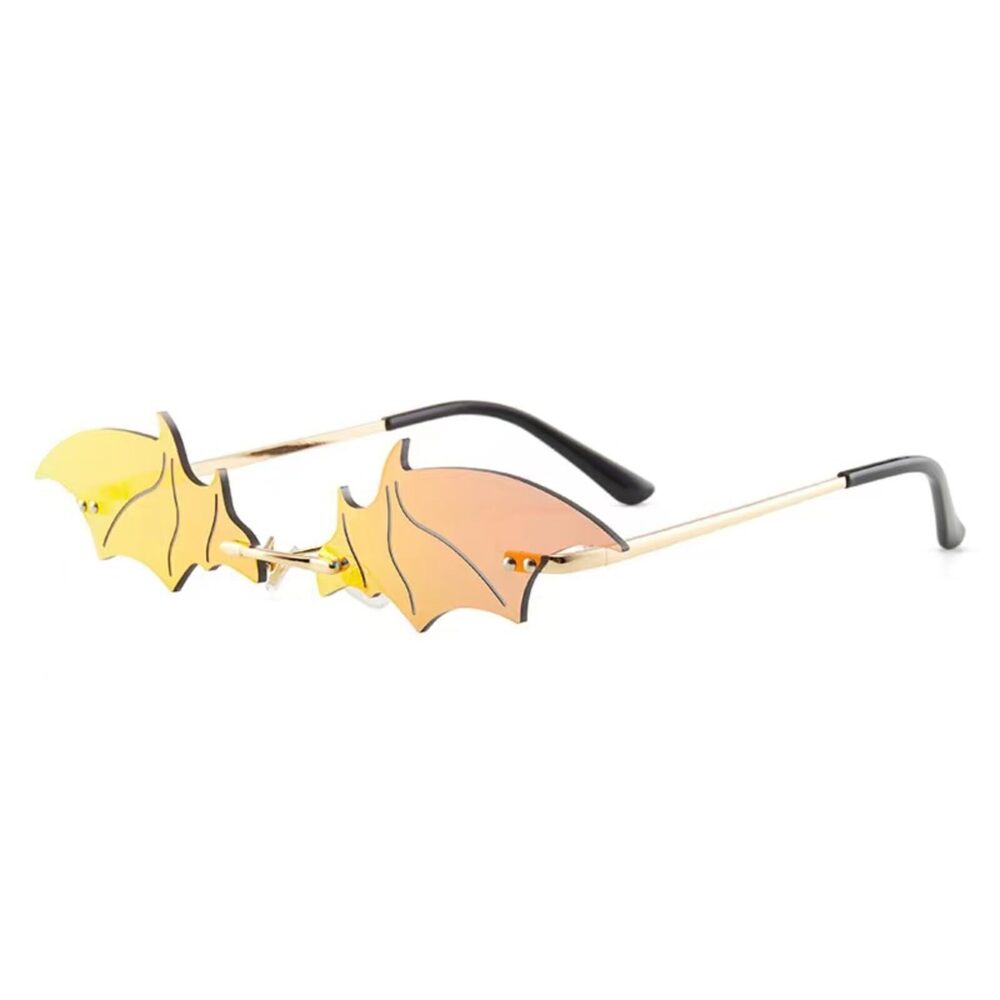 7157 Bat Flame Sunglasses Rimless Wave Glasses Fire Shape Eyewear